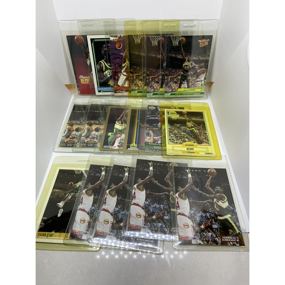 17 Card Lot Shawn Kemp 1990 RCs Seattle Supersonics NBA Fleet Topps Sky Box